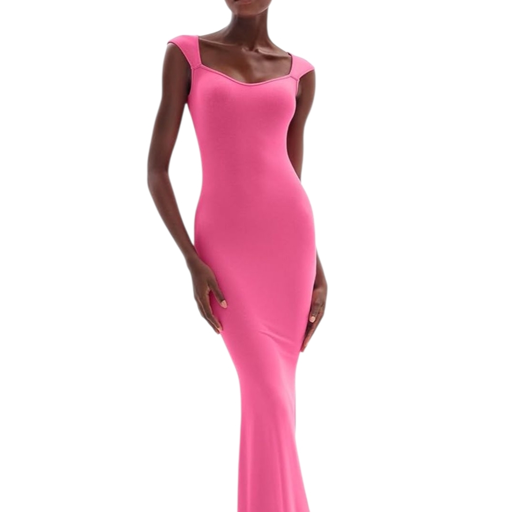 Elegant Bubblegum Pink Sleeveless Dress By Pumiey